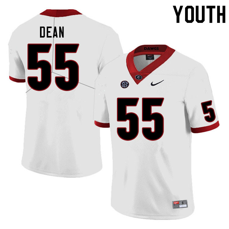 Youth #55 Marlin Dean Georgia Bulldogs College Football Jerseys Sale-White - Click Image to Close